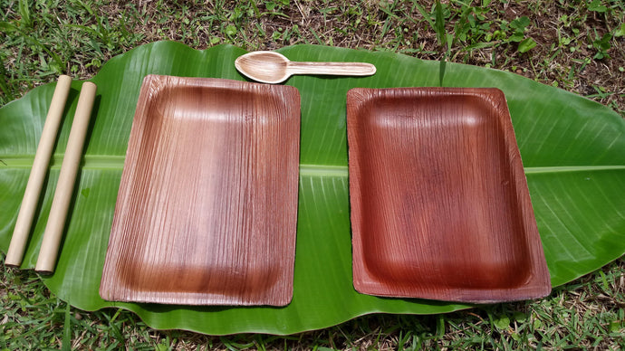 .Bandeja Grande AÇU 100% Ecológica-Biodegradável (16x22x2cm) - (Kit com 5 unidades) - Feitas no Brasil @ybyraorg - ybyraorg